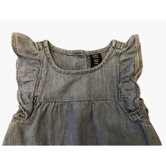 Gap Denim Flutter Sleeve Tank Dress Infant Girls Size 18 - 24 months - Picture 3 of 7